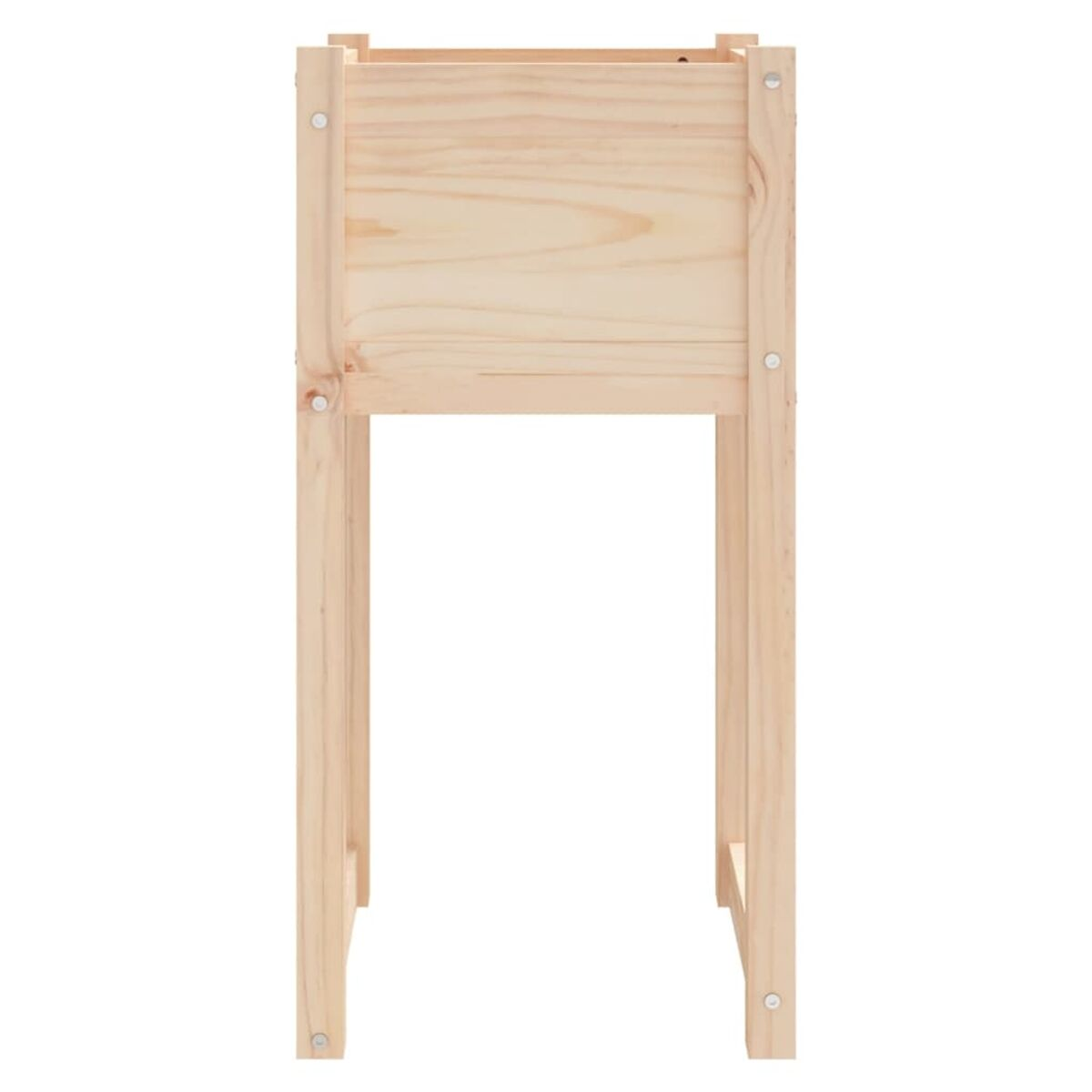 Pflanzenständer aus Holz mit vier Beinen.