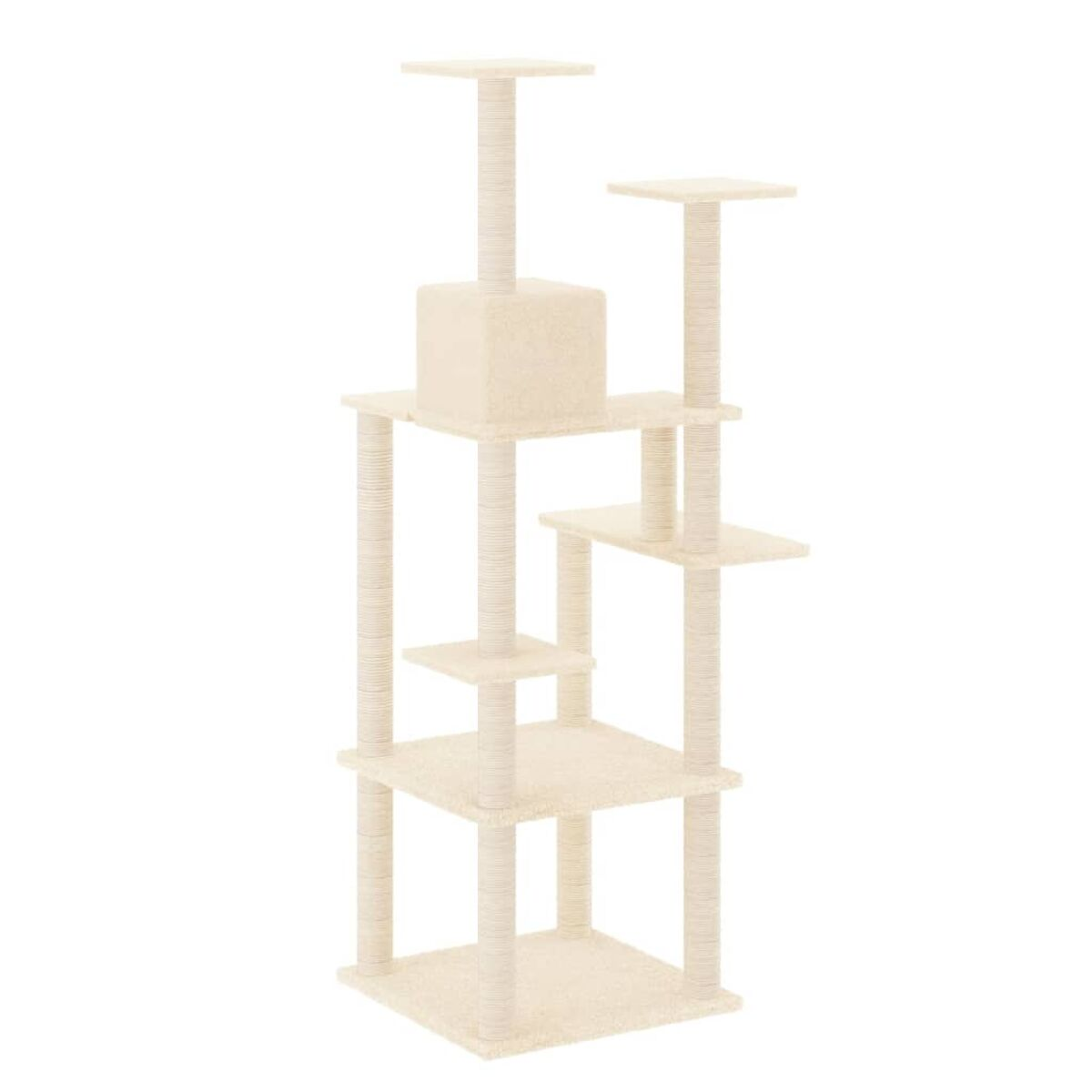 Katzenbaum in Beige. Der Baum hat mehrere Plattformen.