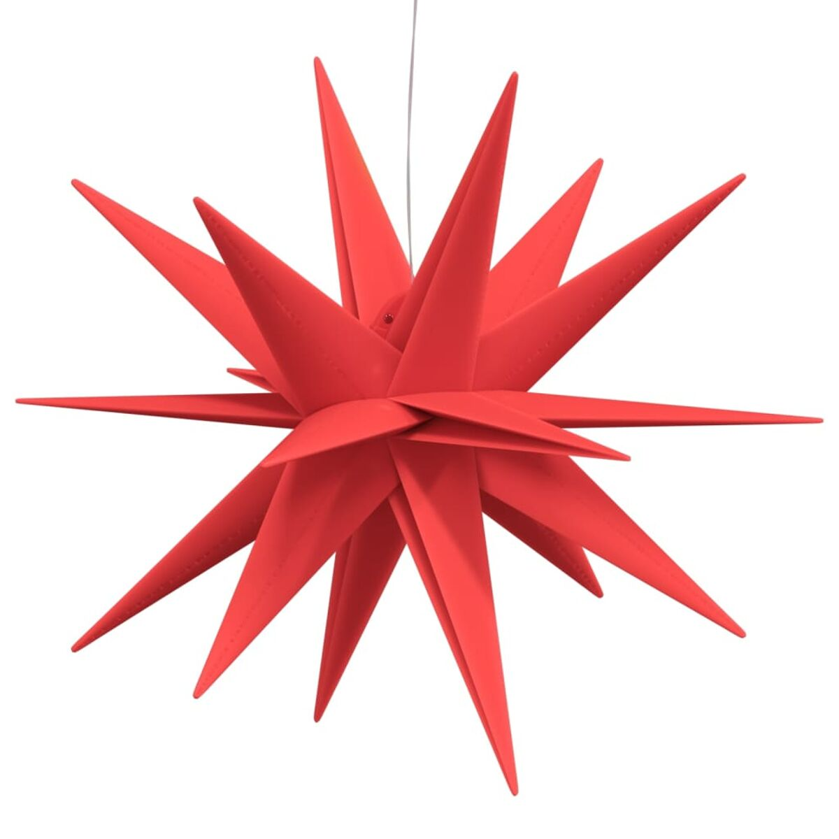 Roter sternförmiger Weihnachtsschmuck, isoliert auf Weiß.