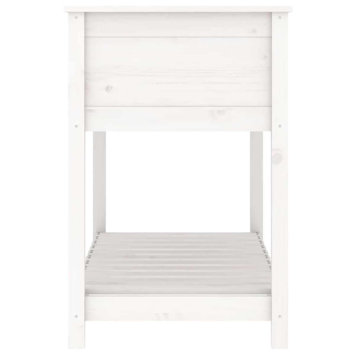 Weißer Holzschrank. Offenes Regal. Weißer Hintergrund.