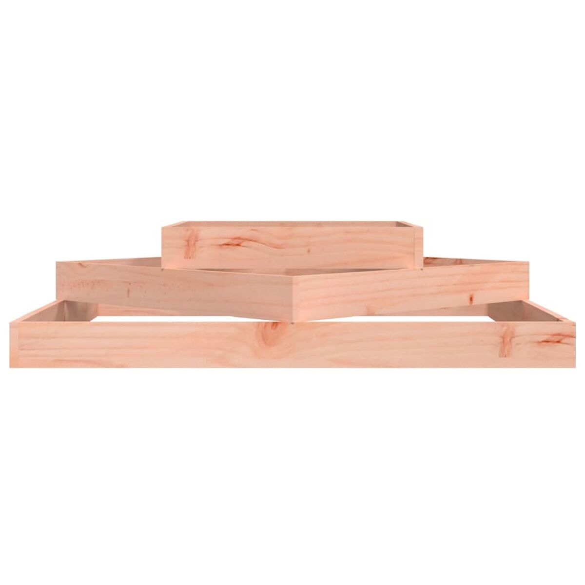 Drei Holzkisten angeordnet, helles Holz, weißer Hintergrund.