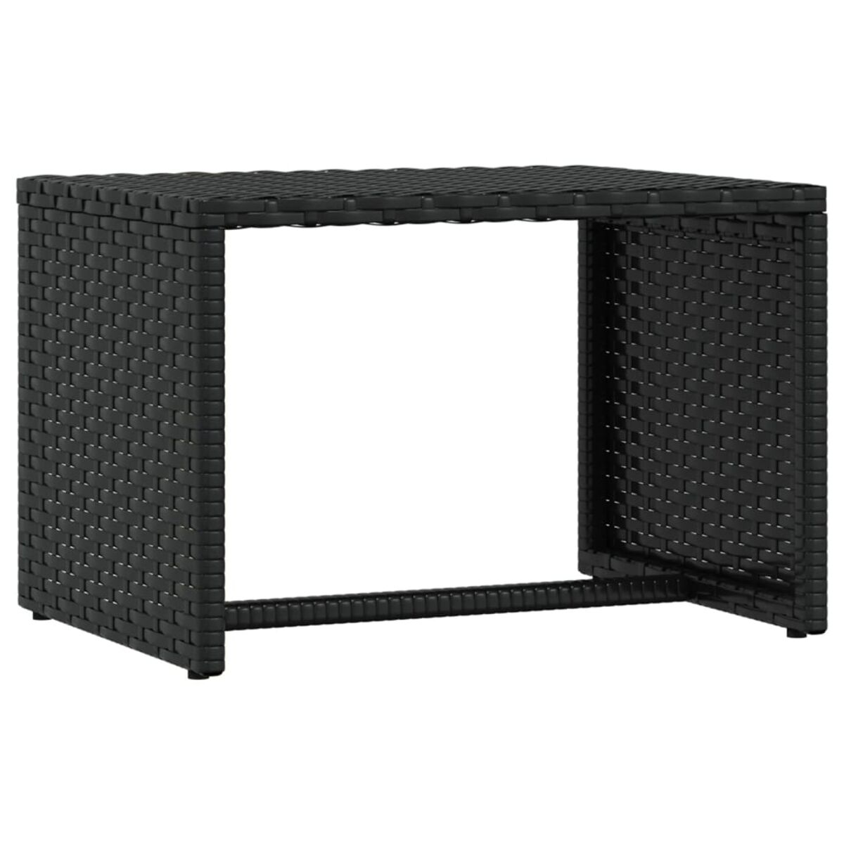 Schwarzer, gewebter quadratischer Beistelltisch. Offenes Design.