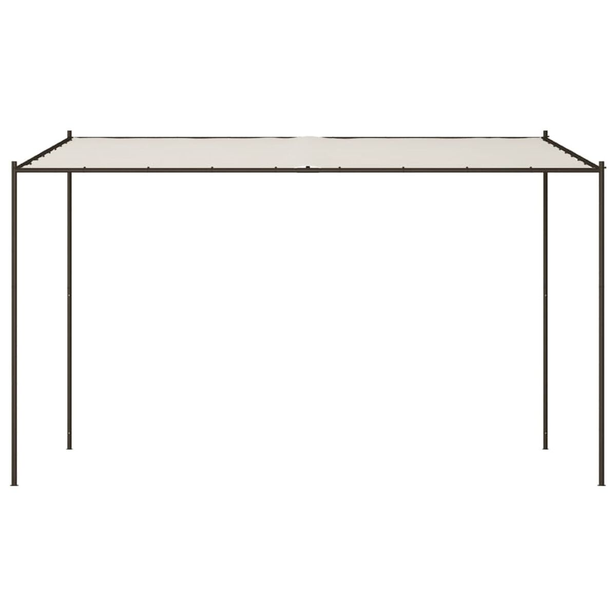 Rechteckige Pergola mit weißem Leinwanddach. Weißer Hintergrund.