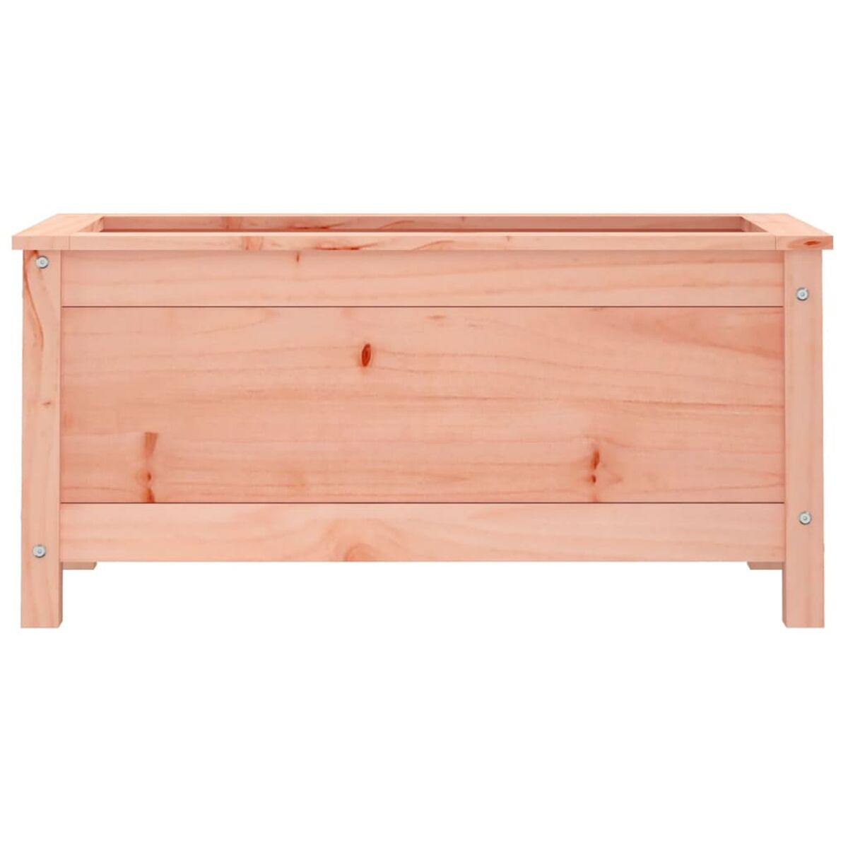 Eine rechteckige Pflanzkasten aus Holz.