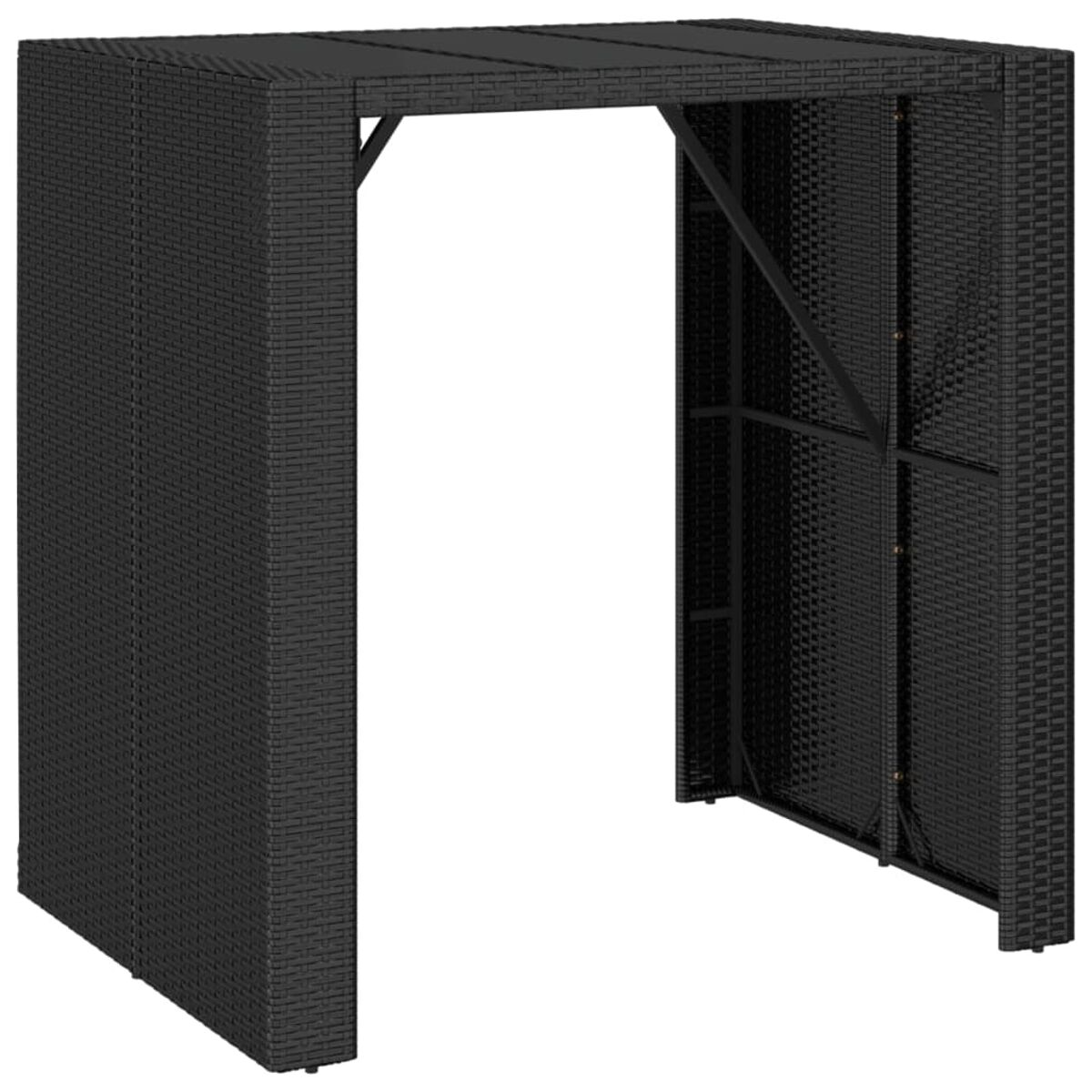 Schwarze, gewebte Outdoor-Bar. Die Struktur ist schwarz, das Innere ist durch den offenen Bogen sichtbar.