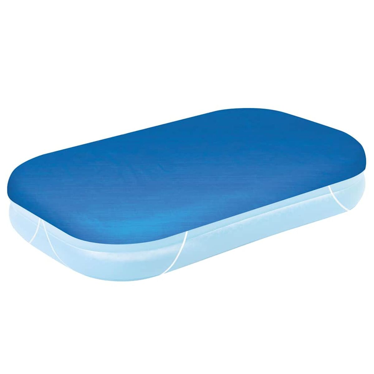 Blaue rechteckige Poolabdeckung, hellblaue Seiten.