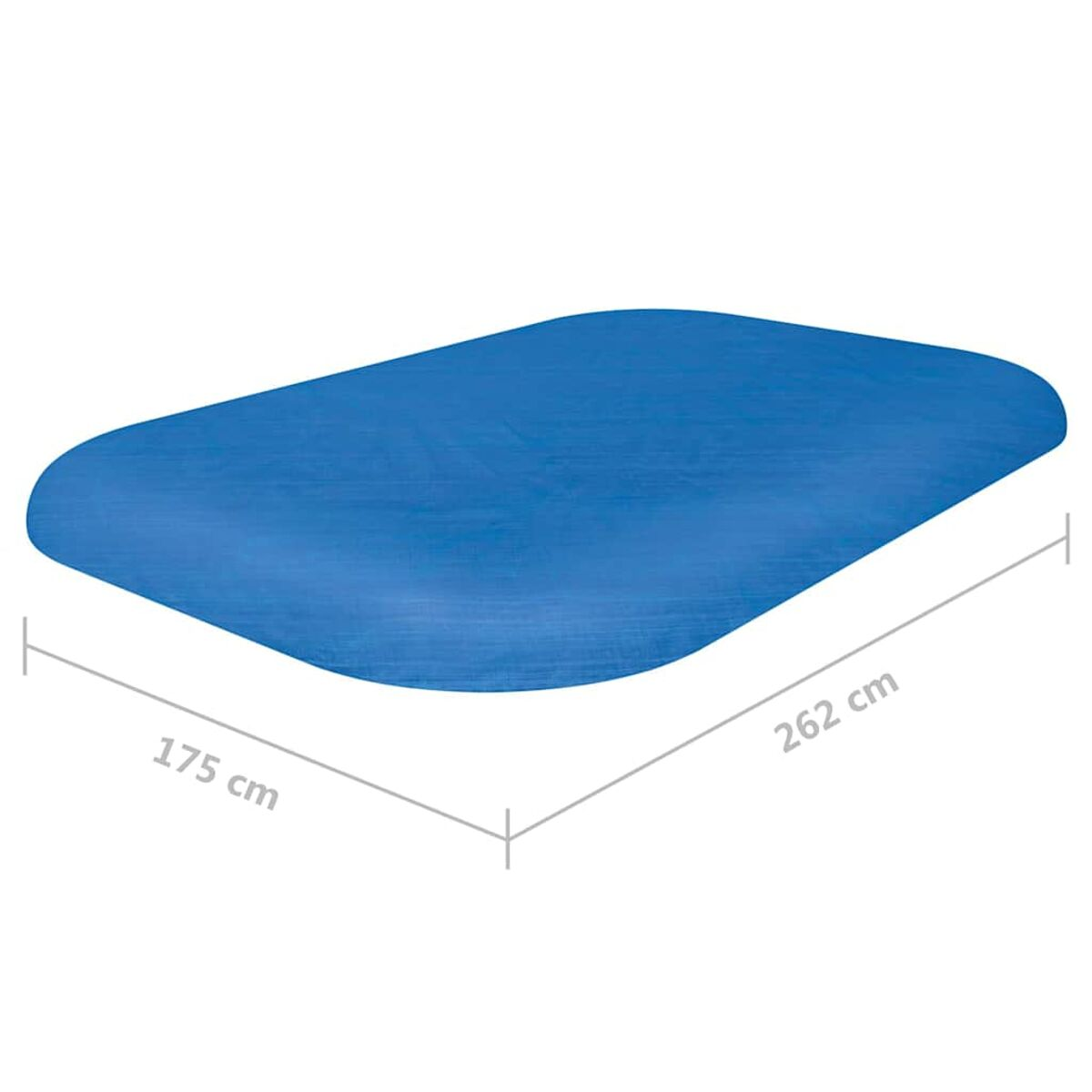 Blaue rechteckige Poolabdeckung mit den Maßen 175 cm x 262 cm.