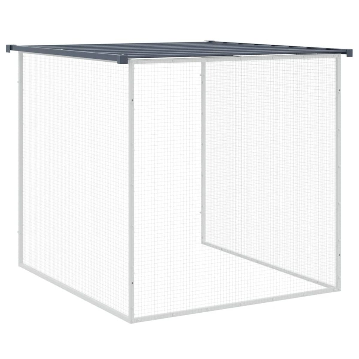 Ein quadratischer Metallkäfig mit dunkler Oberseite. Die Seiten sind weiß mit Maschen.