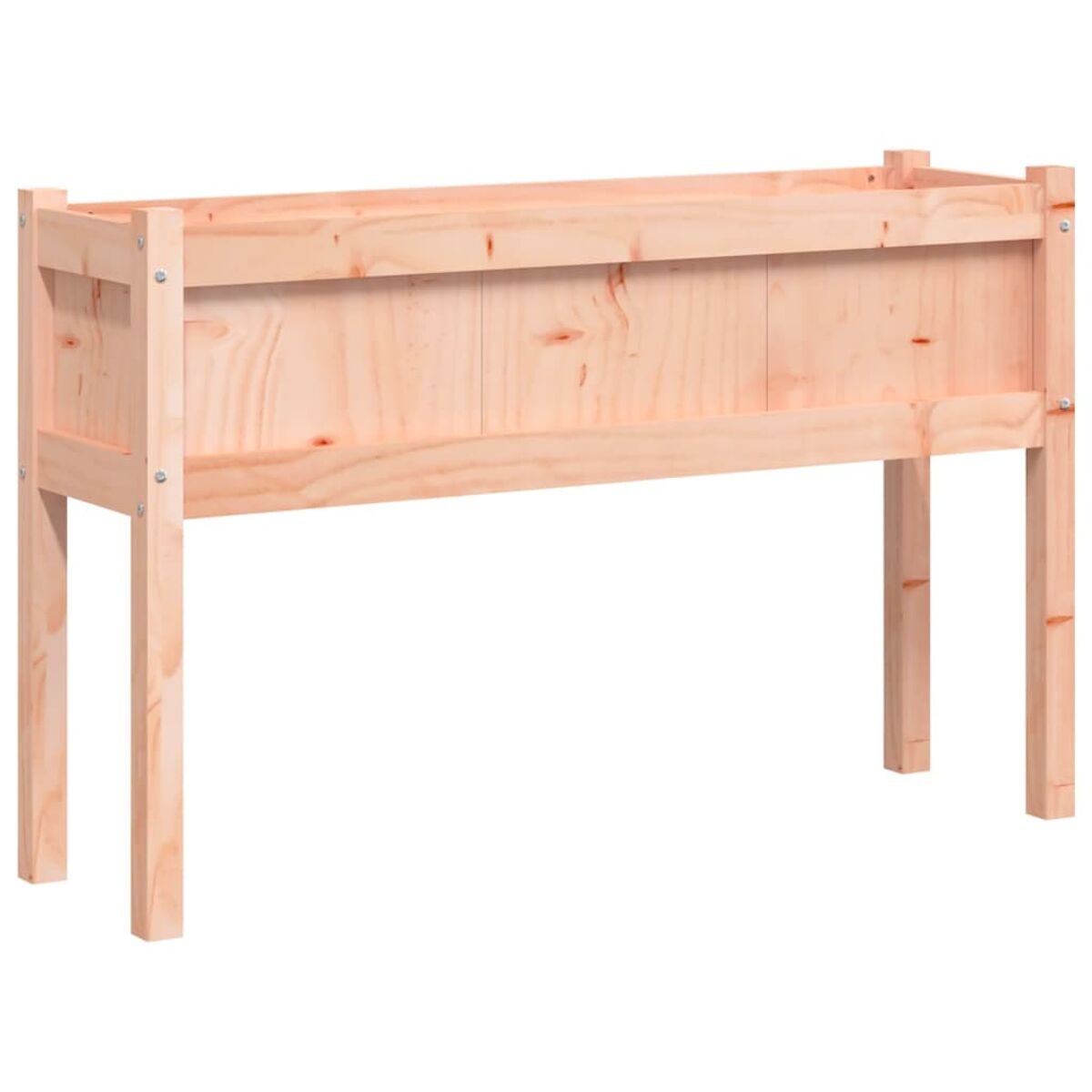 Holz-Pflanzkasten auf Beinen, vor weißem Hintergrund.