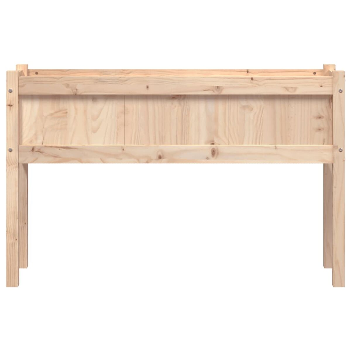Kopfteil aus Holz mit vertikalen Brettern und horizontalen Trägern, helles Holz.