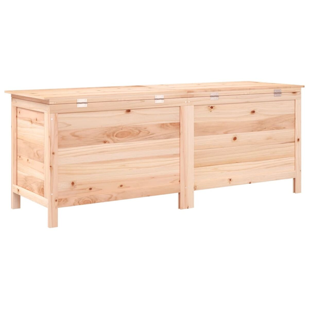 Holzkiste. Zwei Klappdeckel. Heller Holzton. Einfaches Design. Weißer Hintergrund.
