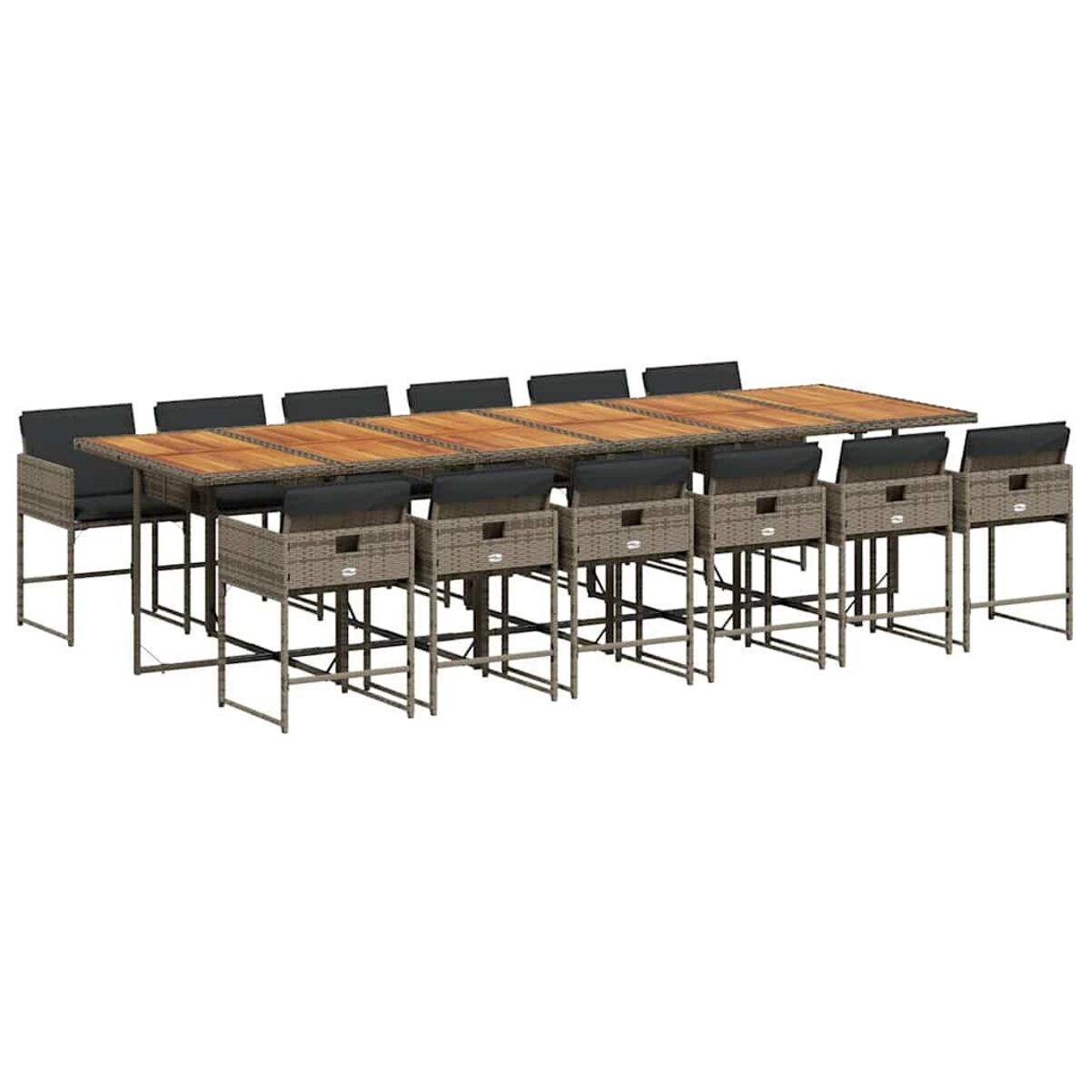 Set bar in rattan con sedie e tavolo, su sfondo bianco.