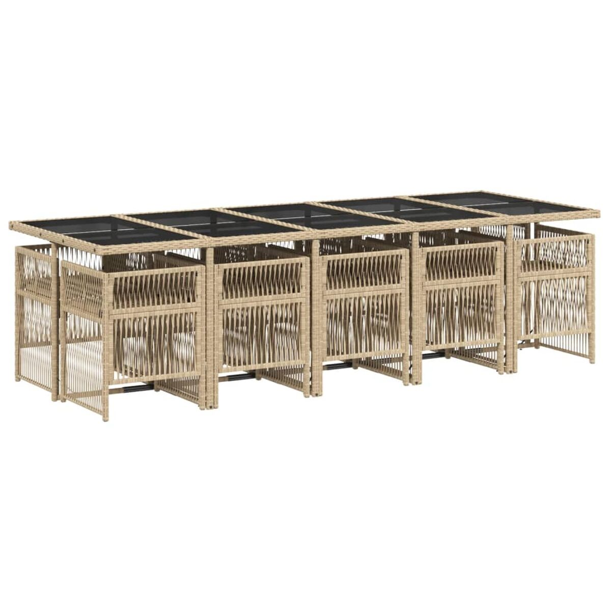 Una recinzione o divisorio in rattan beige con parte superiore nera.