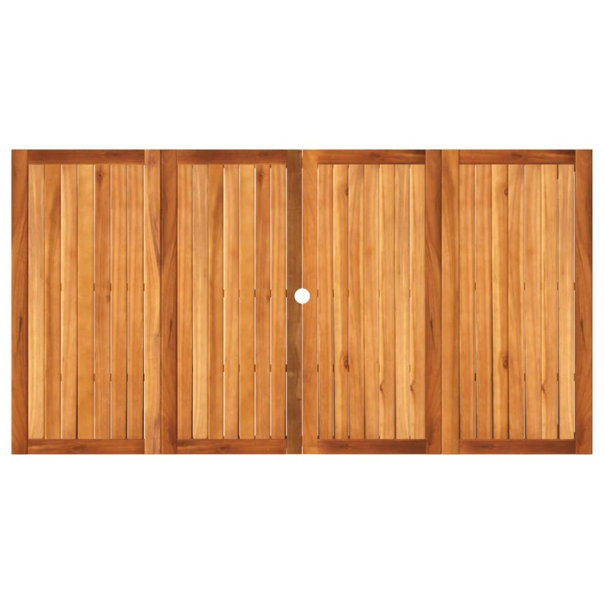 Tischplatte aus Holz. Der Tisch hat einen Holzrahmen.
