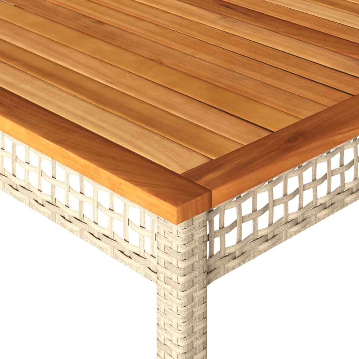 Nahaufnahme einer Holzplatte mit gewebtem Rand.