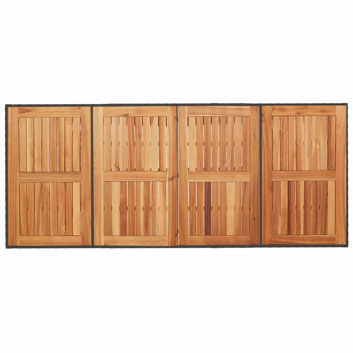 Quattro porte in legno con doghe verticali, incorniciate in nero.
