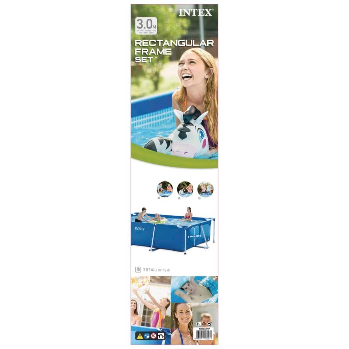 Ein Banner mit Pool, Frau und Text, der das Pool-Set angibt.