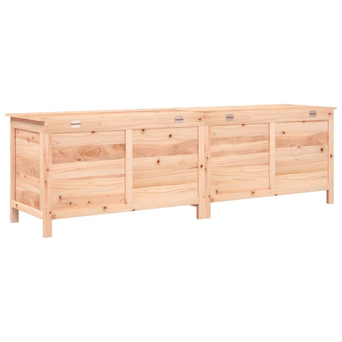 Zwei Holzkisten nebeneinander auf weißem Hintergrund.