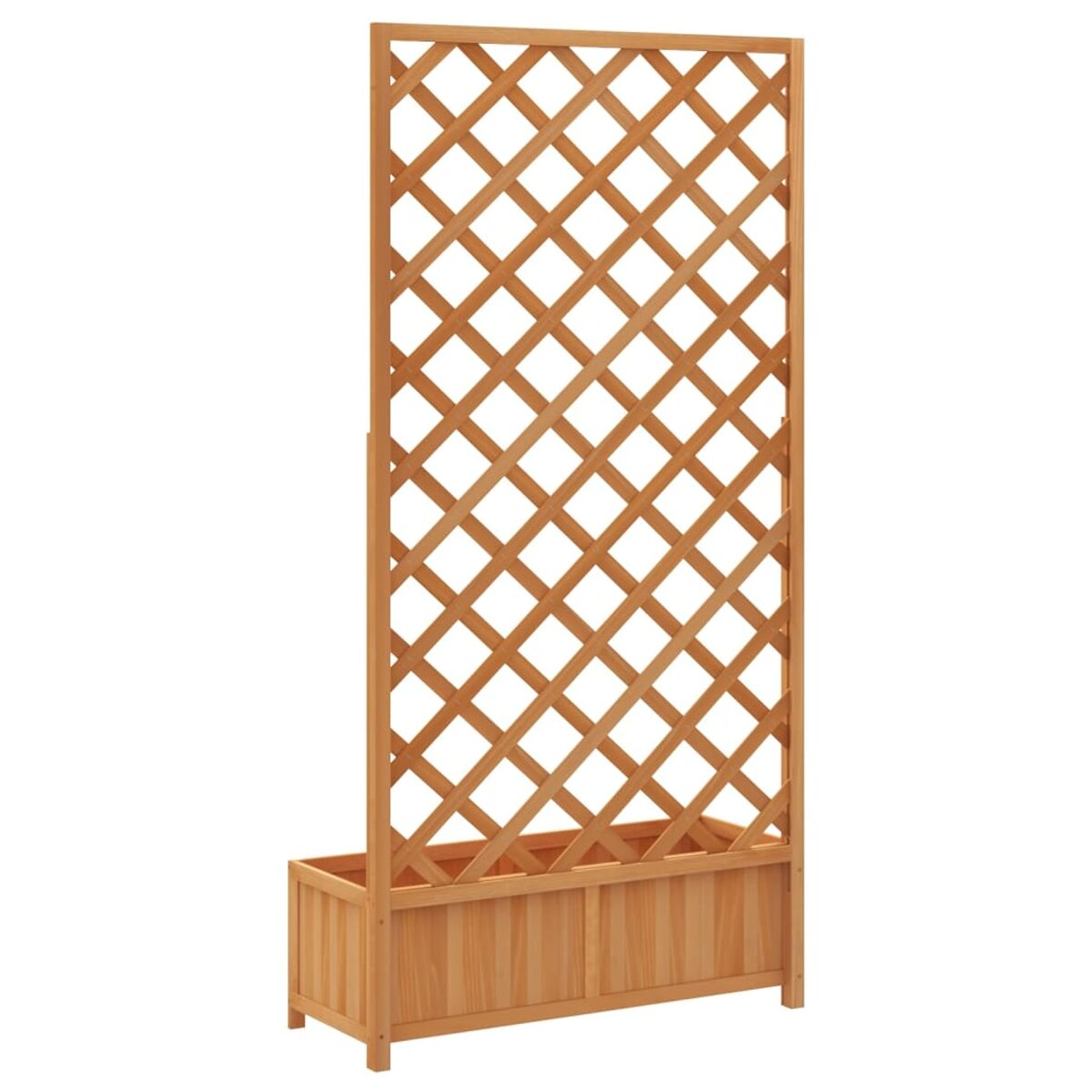 Holzpflanzer mit Spalier, mit Rautenmuster, auf weißem Hintergrund.