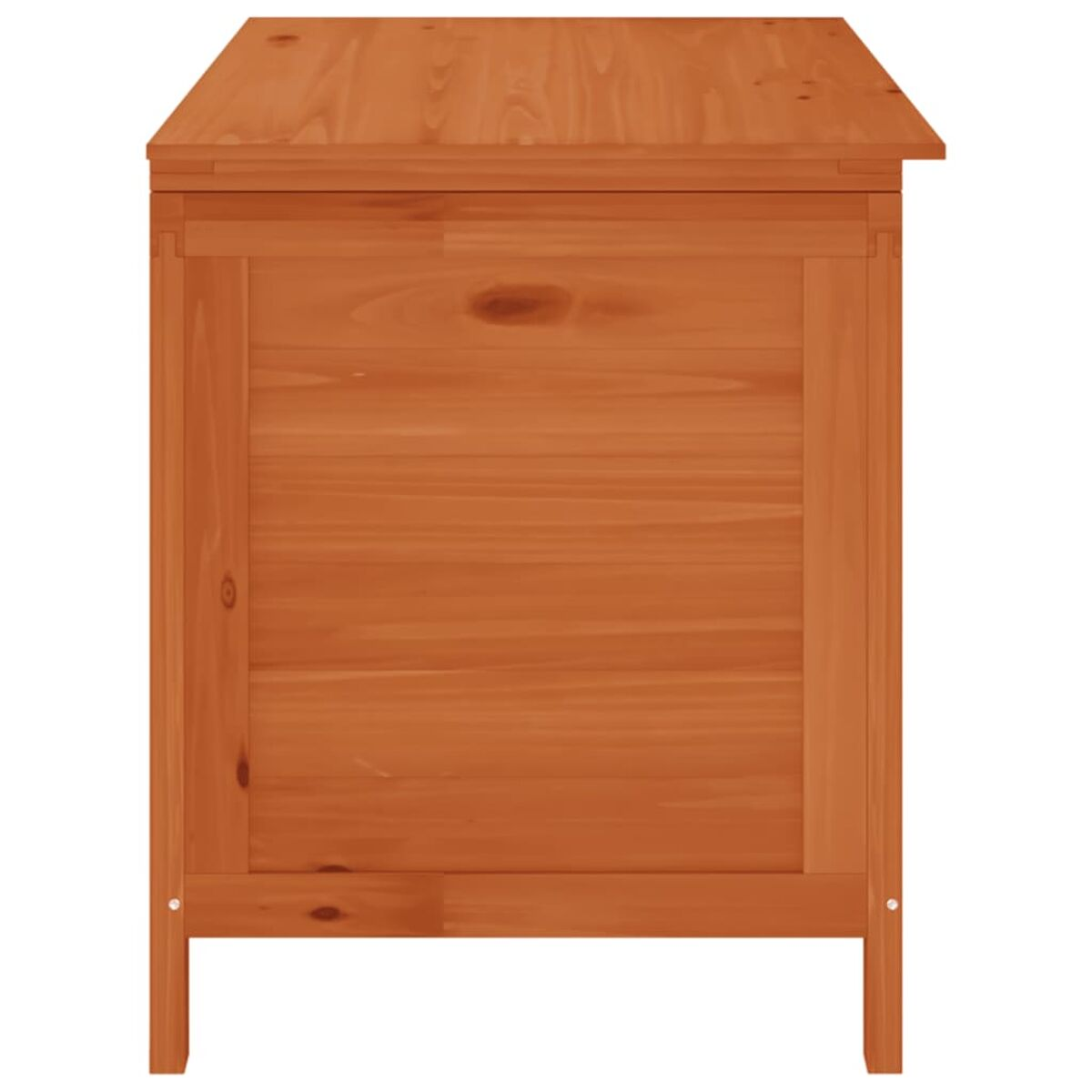 Ein Holzschrank mit einfachem Design. Der Schrank ist braun und hat eine rechteckige Form.