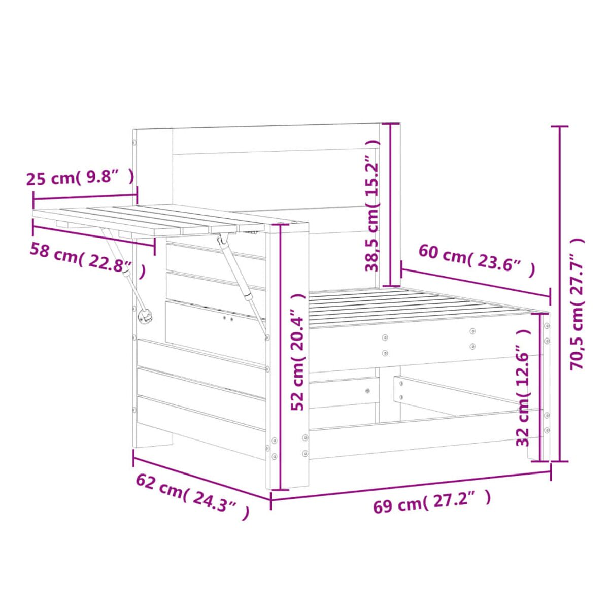 Holzbett mit Nachttisch. Das Bett hat ein Kopfteil und einen kleinen Nachttisch.