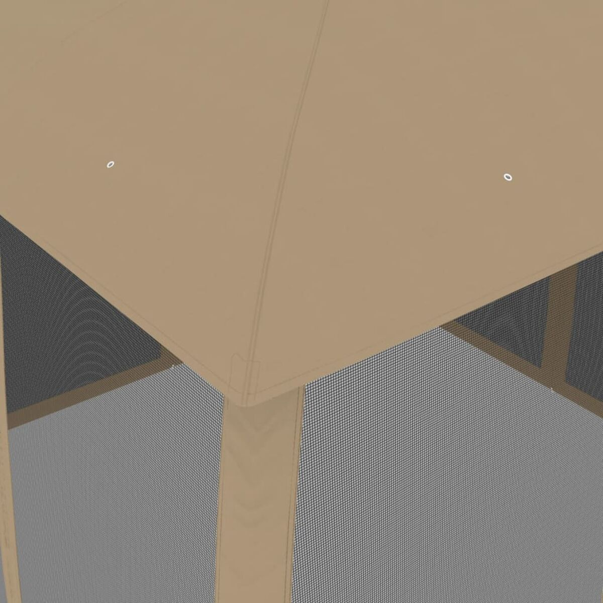 Primo piano della rete di un baldacchino beige.