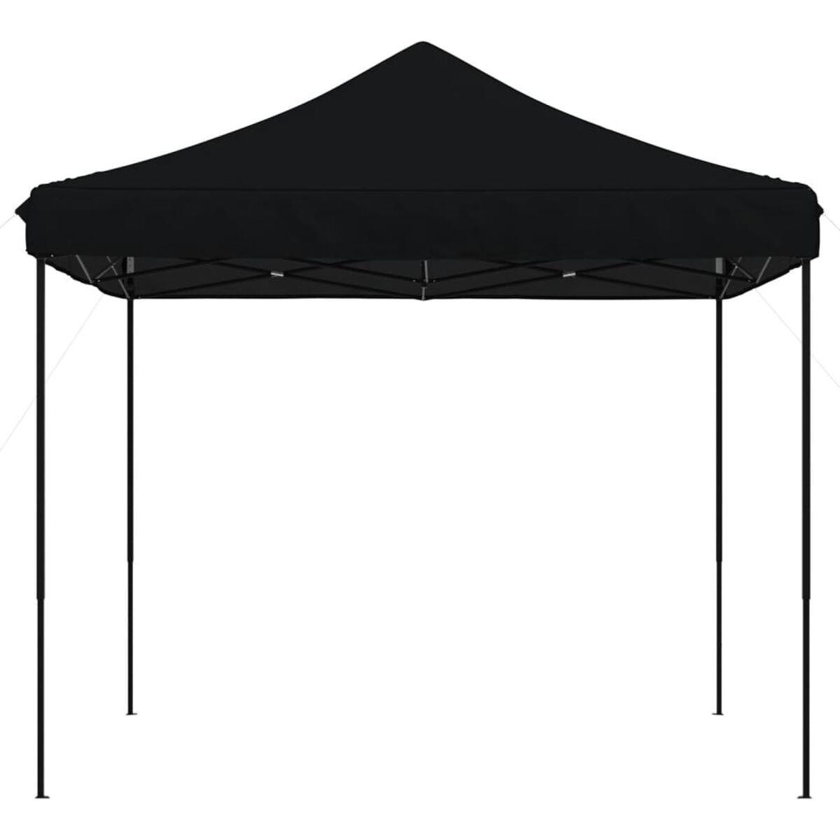 Schwarzer Outdoor-Pavillon. Schwarzes Gestell mit schwarzem Dach. Einfaches Design.