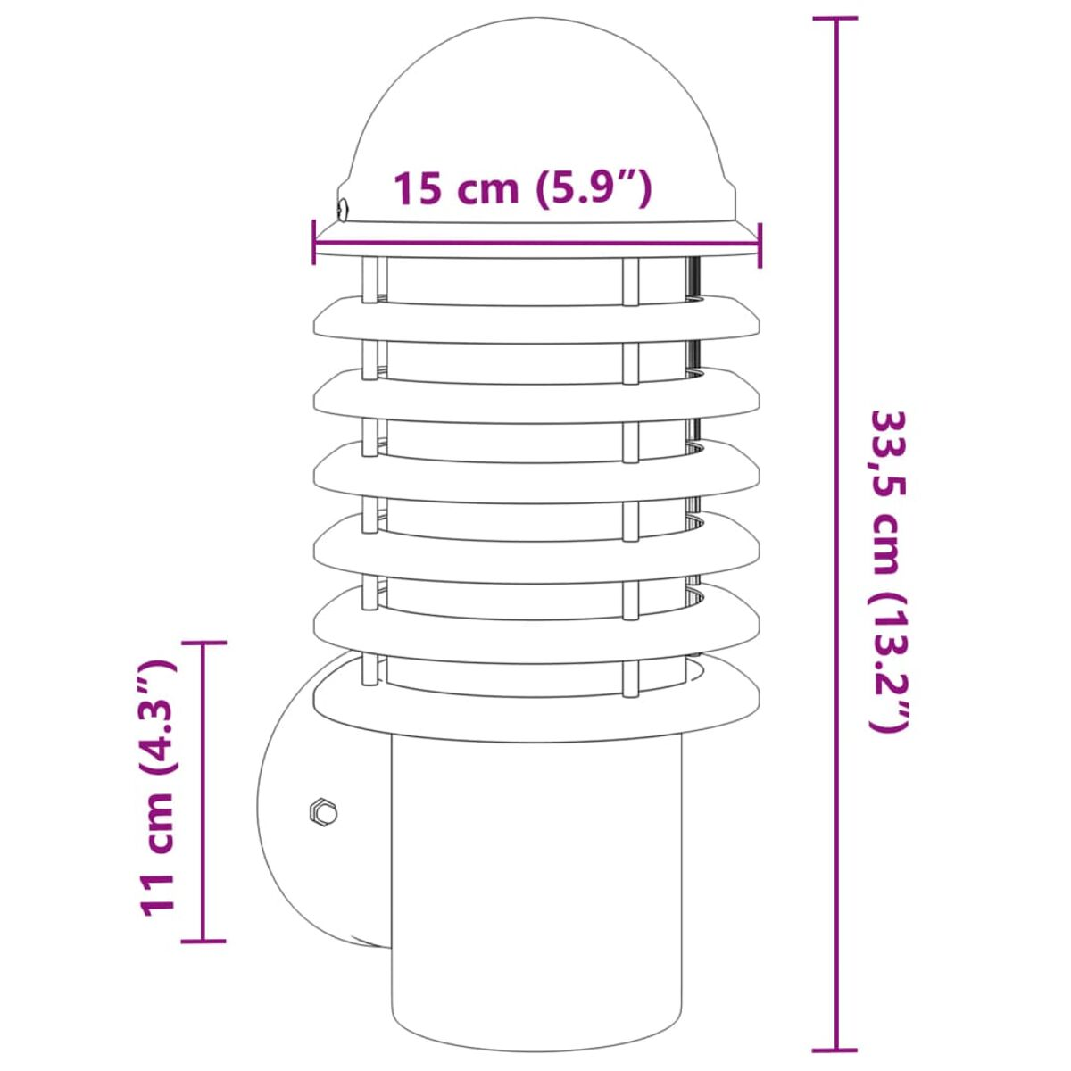 Apparecchio di illuminazione per esterni, un design cilindrico con la parte superiore arrotondata.