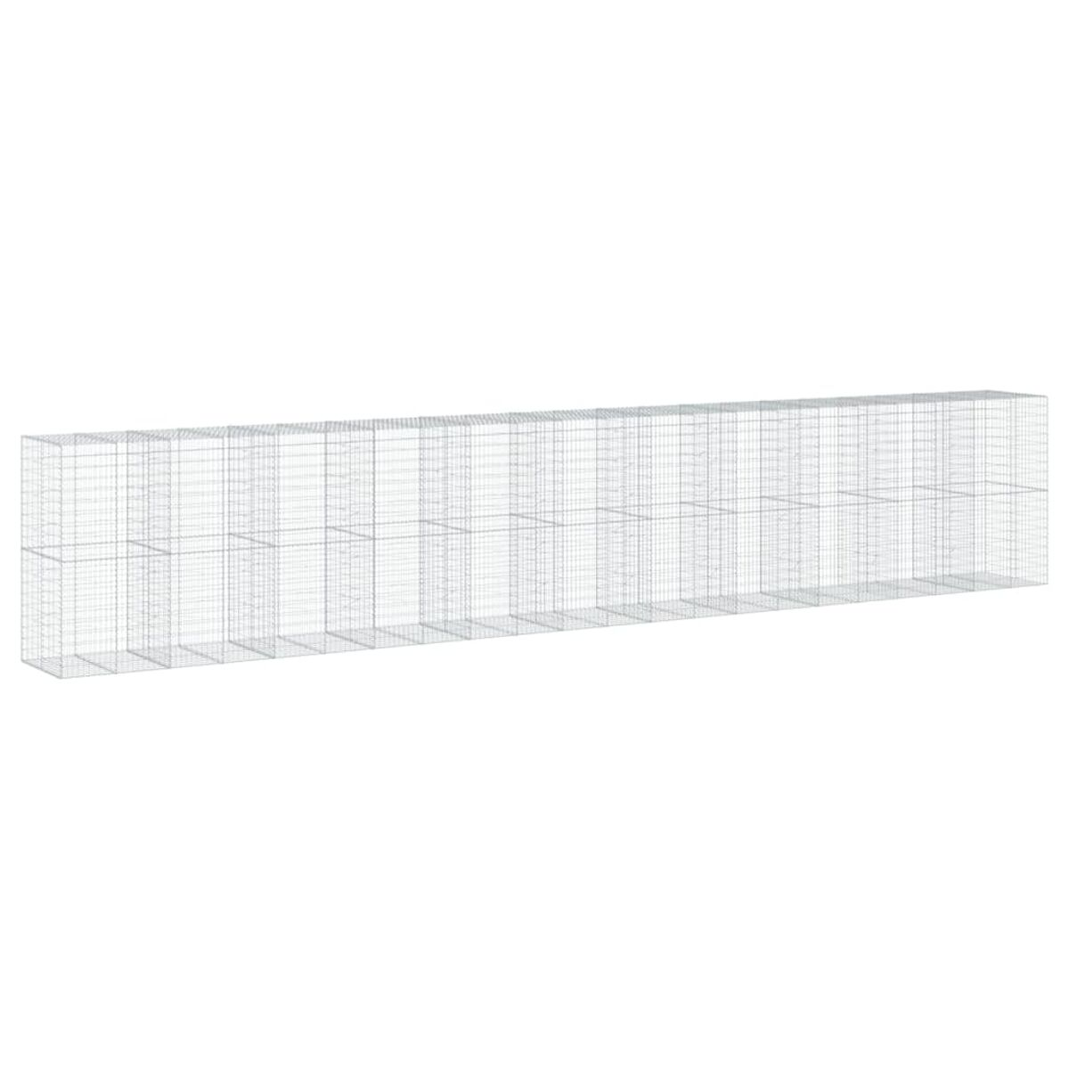 Ein langes, rechteckiges Drahtgitter. Es besteht aus verbundenen, kleinen quadratischen Gittern.