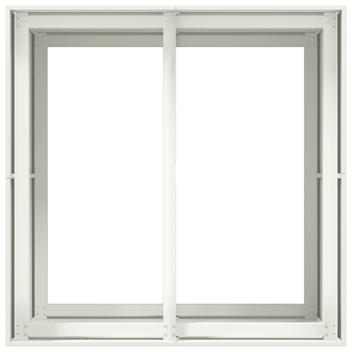 Una finestra con cornice bianca che mostra un cielo sereno. La finestra è in stile moderno.