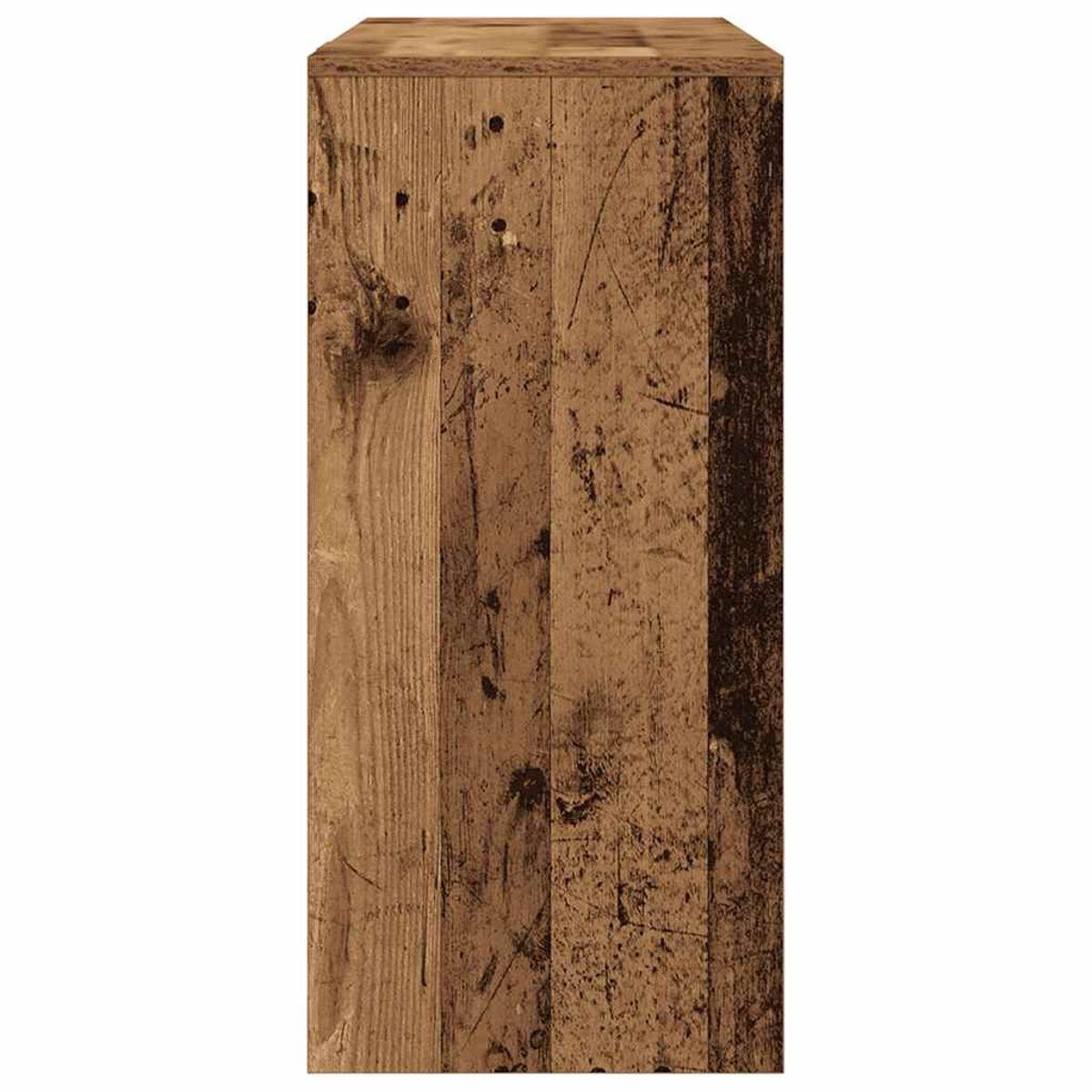 Nahaufnahme einer Holzplatte, die Maserung und Textur zeigt.