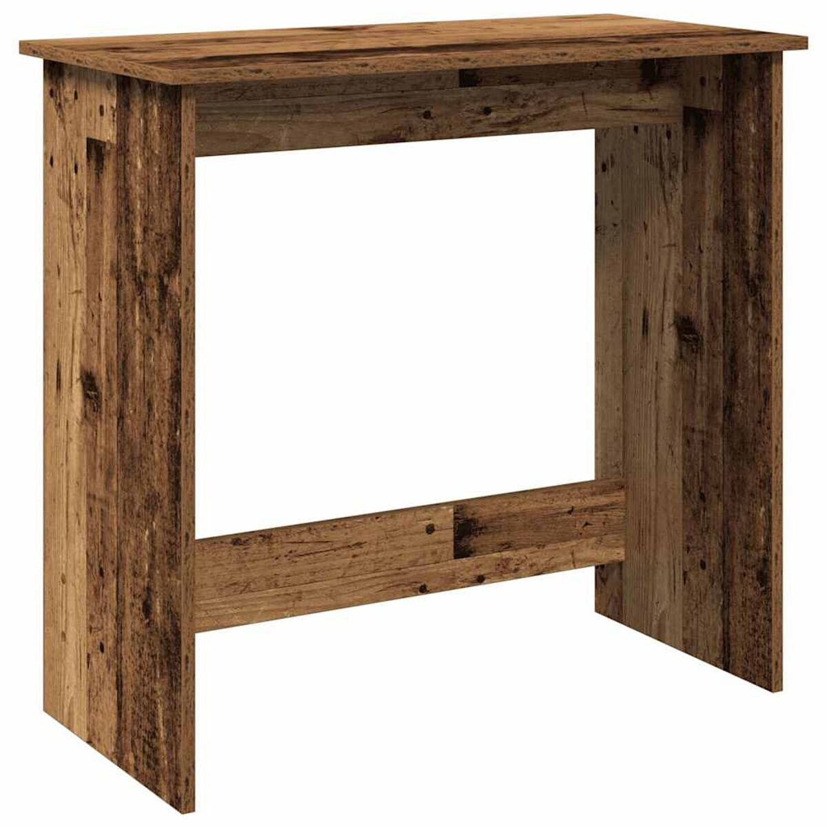 Holz-Bartisch, braun mit rechteckiger Oberseite und offenen Seiten.