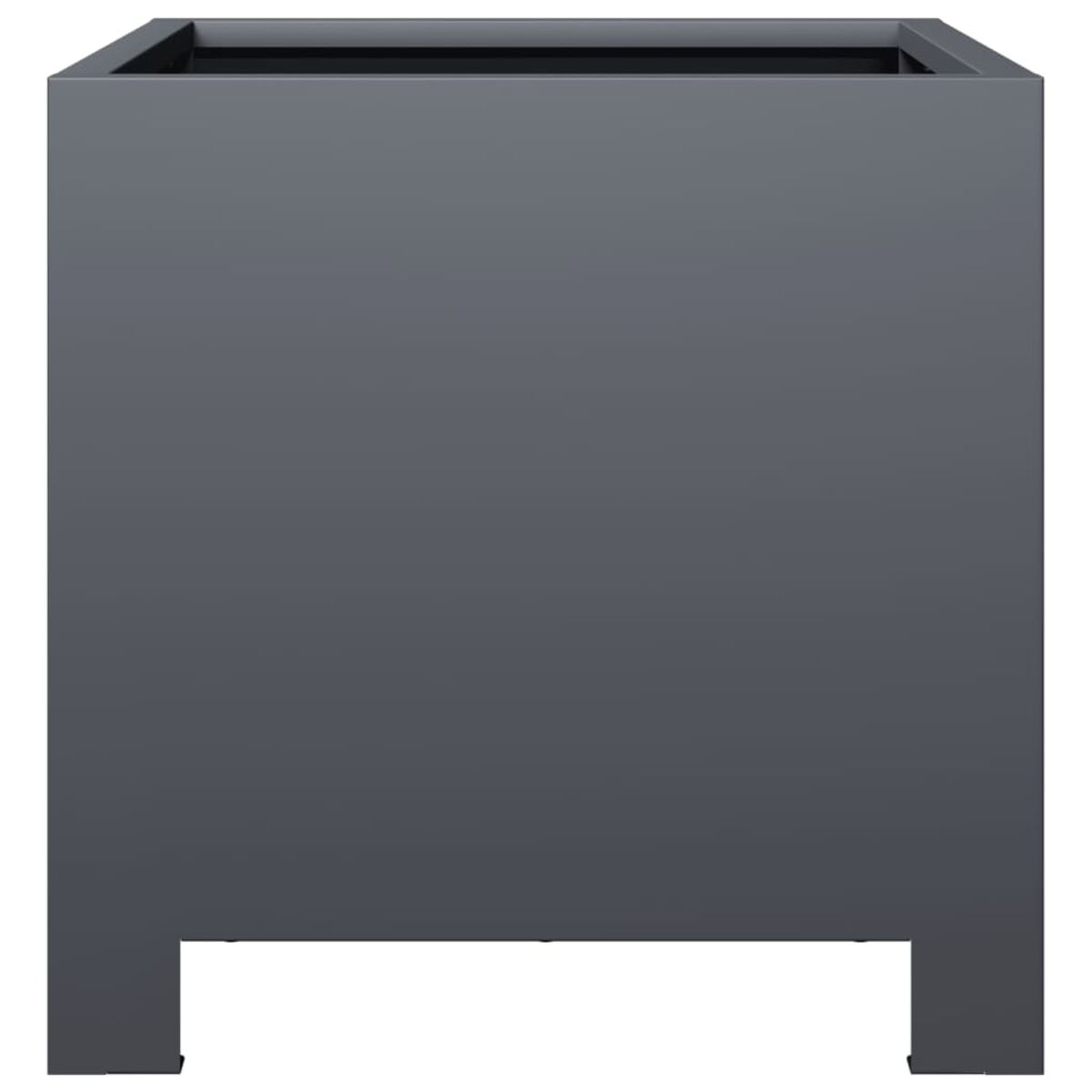 Fioriera quadrata grigio scuro dal design semplice.