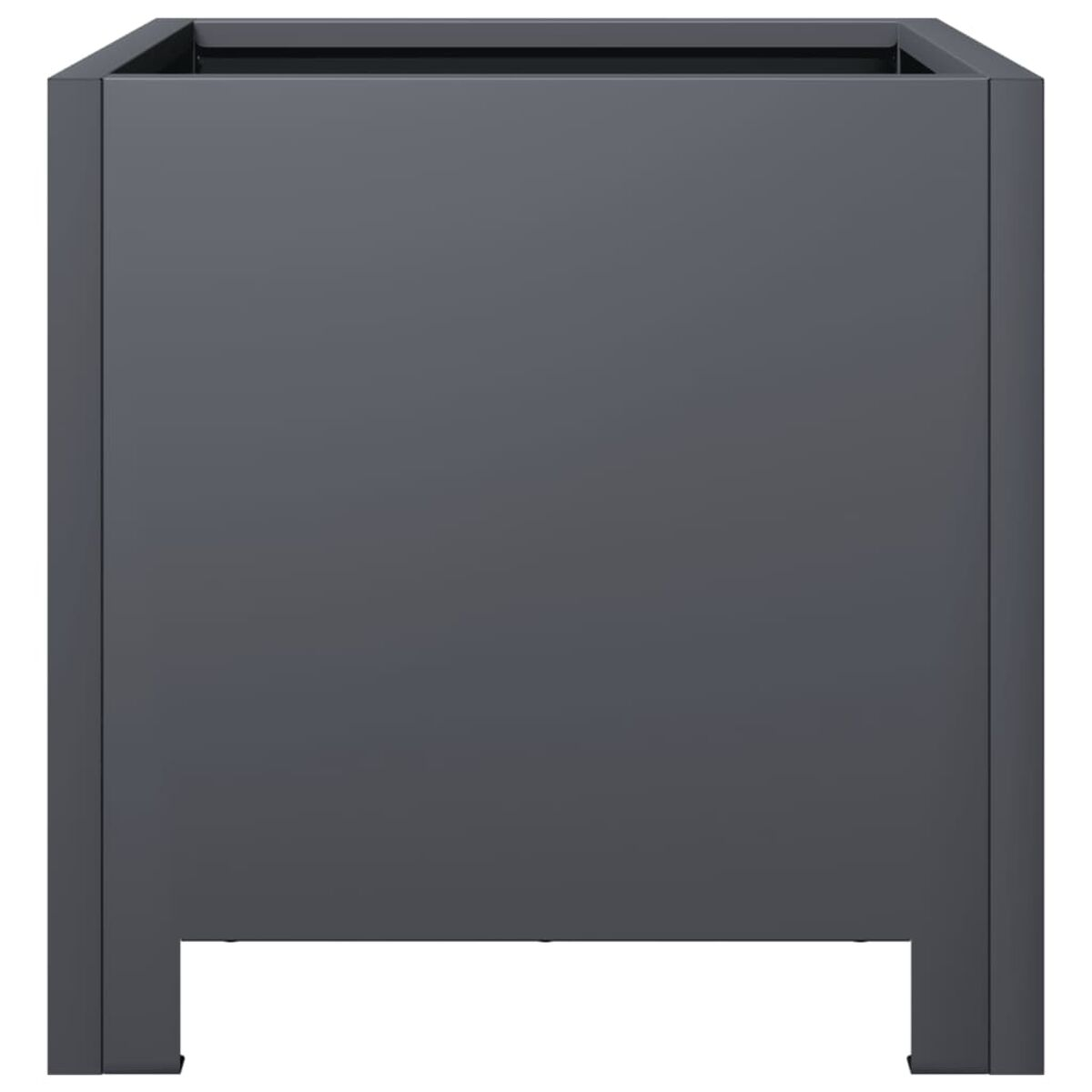 Un'aiuola quadrata grigio scuro dal design semplice e moderno.