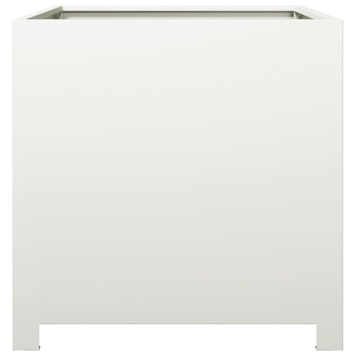 Scatola rettangolare bianca su sfondo bianco, design minimalista.