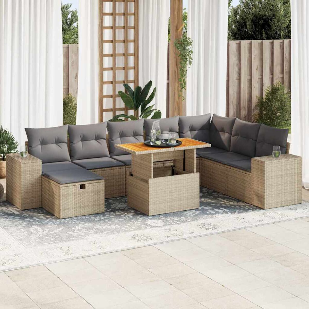 VIDAXL - Set Divani Da Giardino 5pz Cuscini Grigi Legno Massello Di