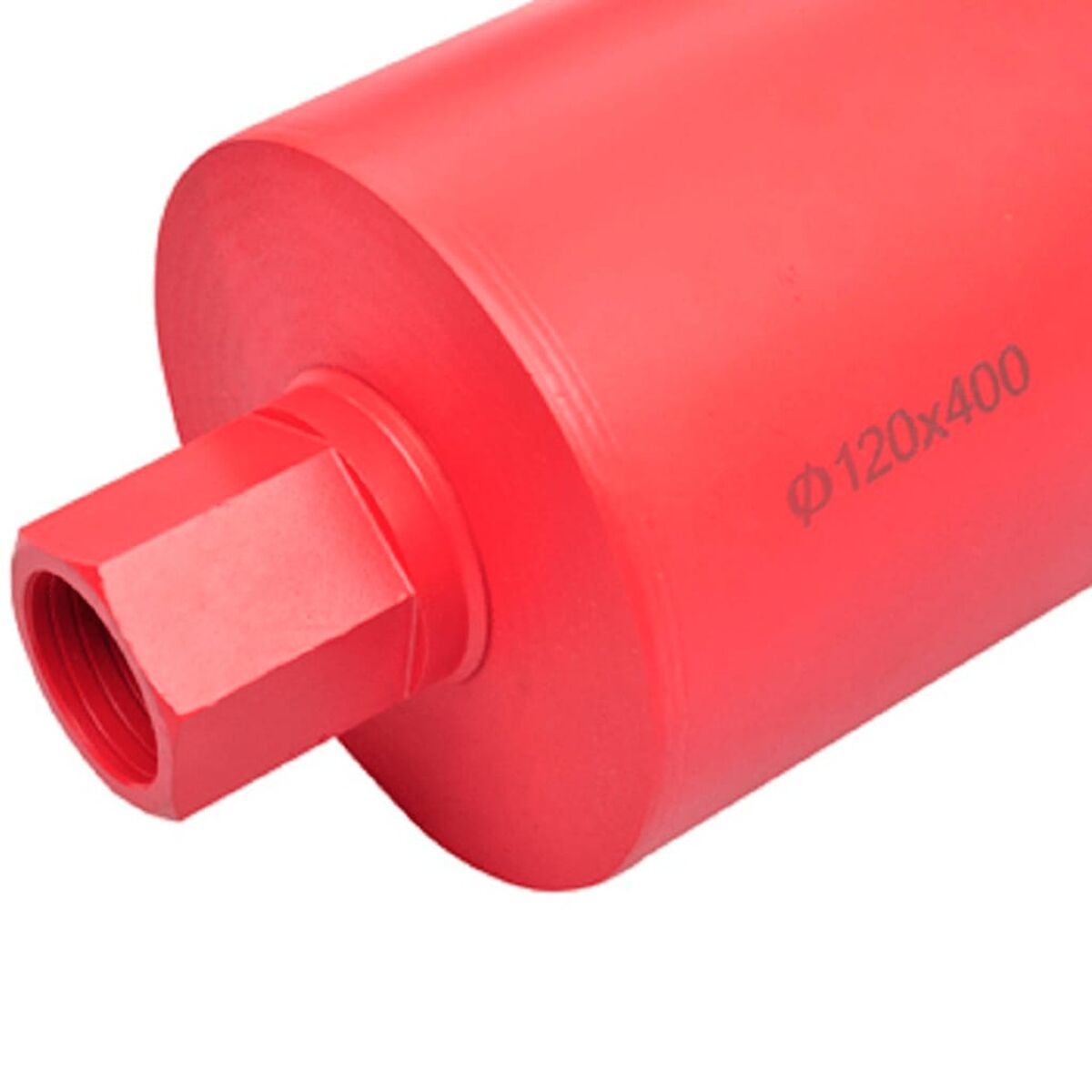 Roter Bohrer mit Größenmarkierung an der Seite.