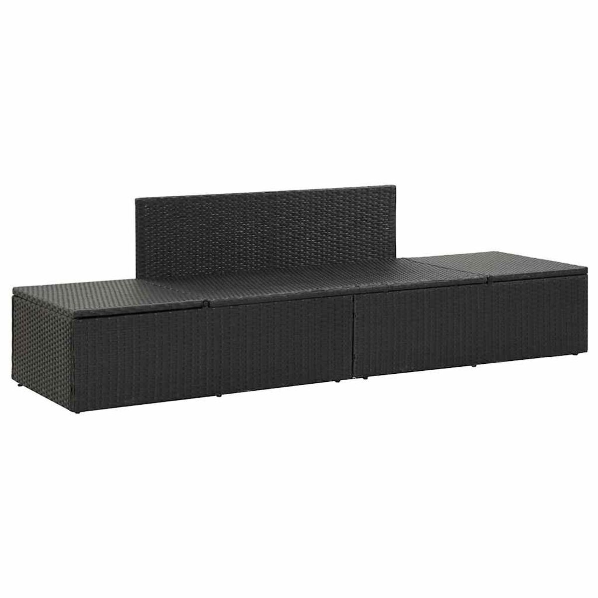 Schwarzes Outdoor-Sofa mit Rückenlehne. Es hat drei Abschnitte.