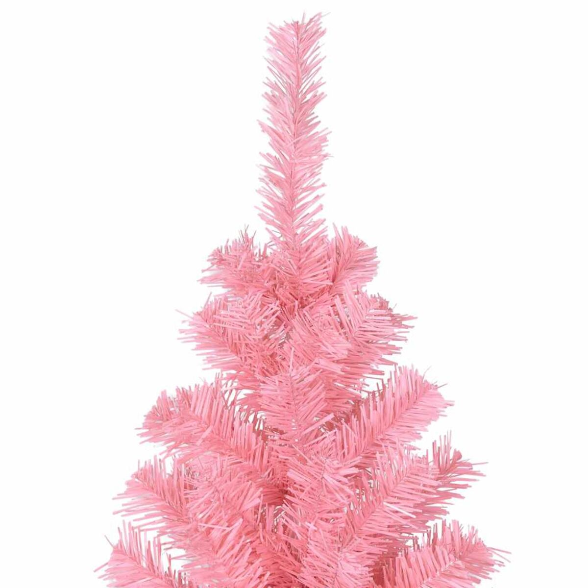Rosa Weihnachtsbaum mit weißem Hintergrund, nur die obere Hälfte ist sichtbar.