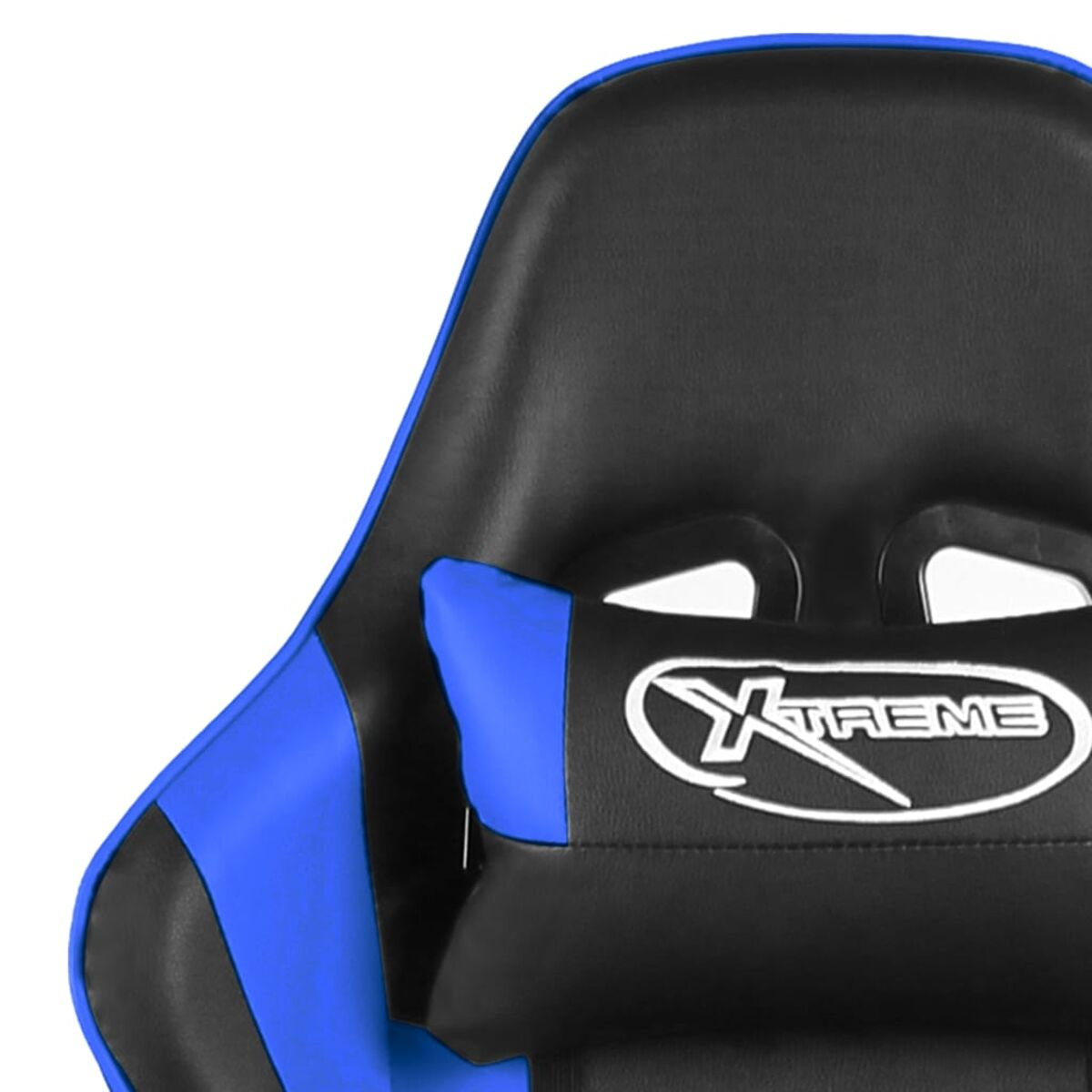 Gaming-Stuhl mit schwarzen und blauen Details und dem Wort XTREME.