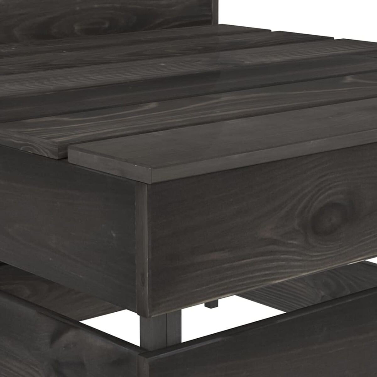 Dunkel gebeizte Holzbank, mit Stauraum. Modernes Design, einfache Linien.