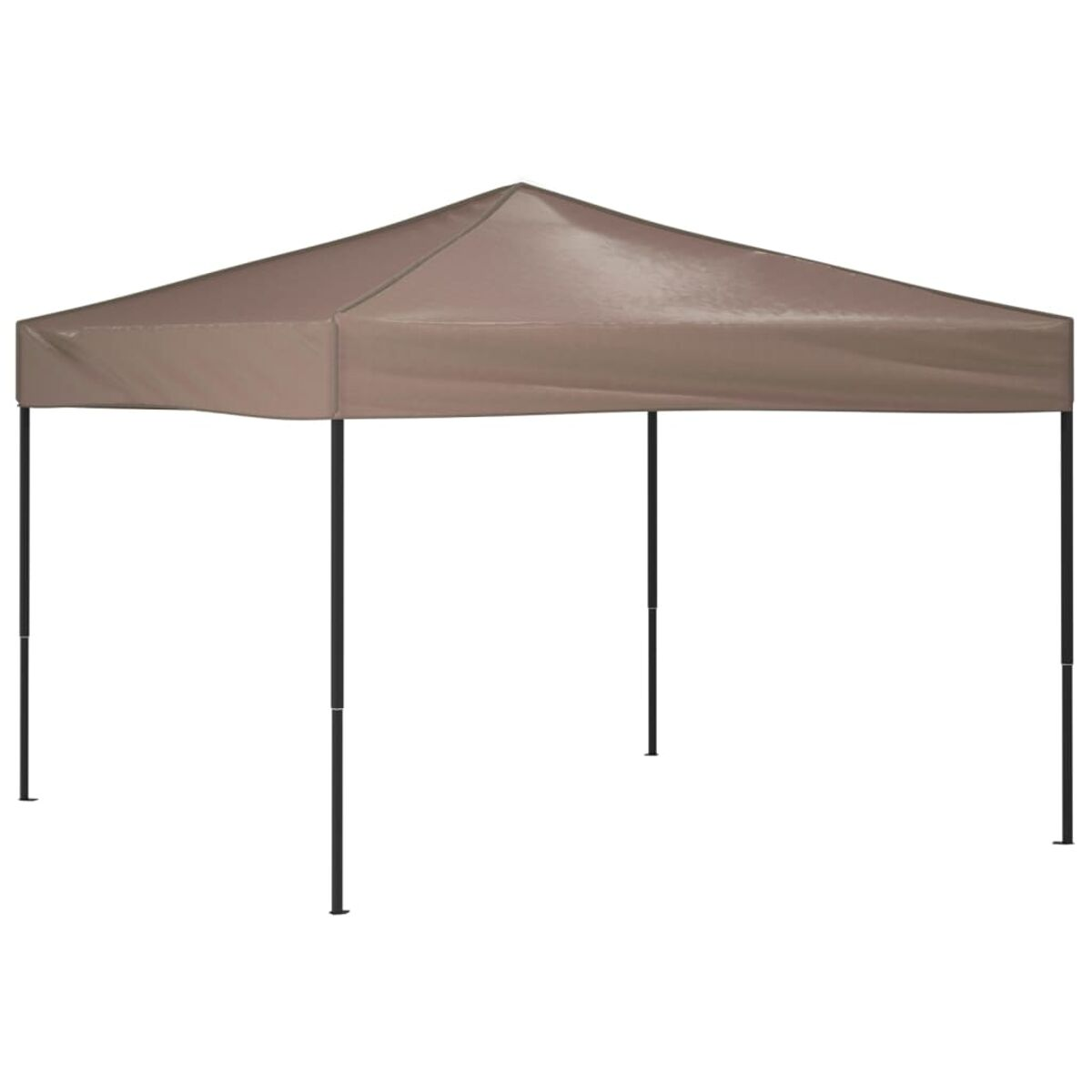 Beiges Outdoor-Pavillonzelt mit schwarzem Rahmen, vor weißem Hintergrund.