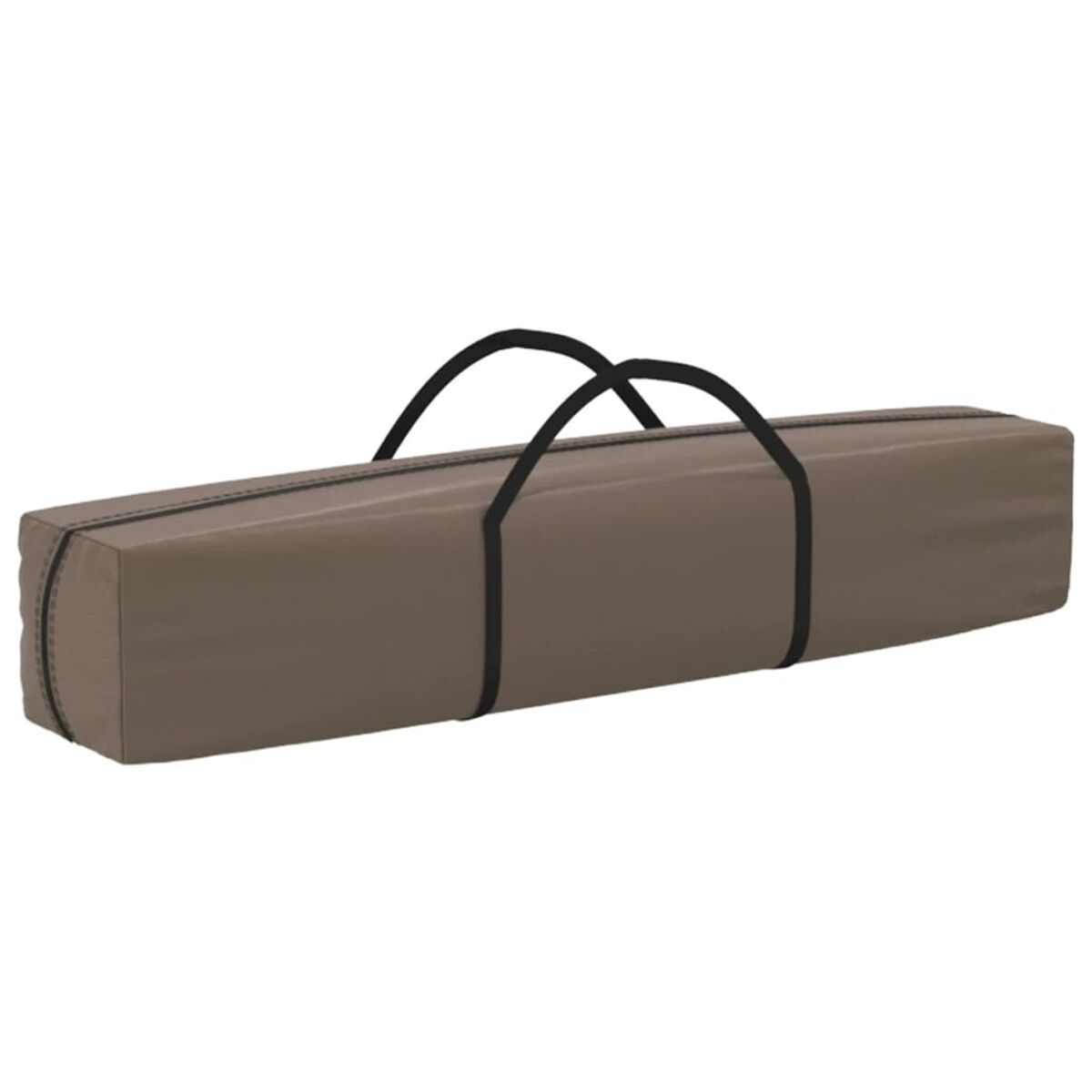 Eine braune rechteckige Tasche mit zwei schwarzen Griffen. Weißer Hintergrund.