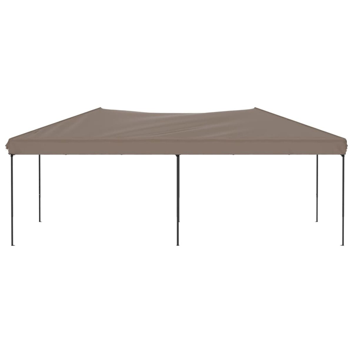 Beige Pavillon mit schwarzen Beinen, vor weißem Hintergrund.