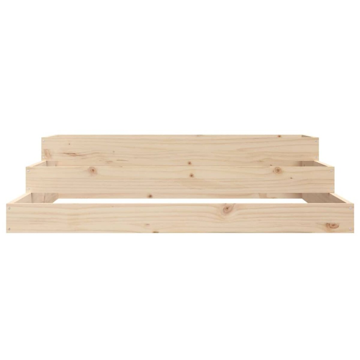 Holzbettrahmenstruktur. Drei rechteckige Holzrahmen gestapelt, helle Holzfarbe.