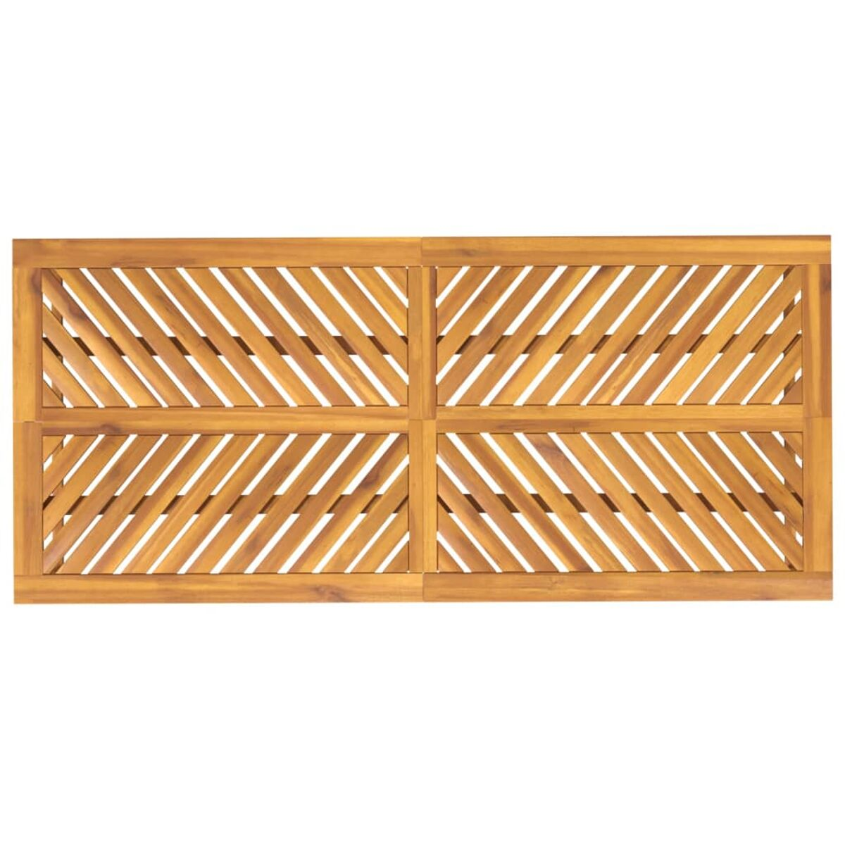 Holzzaunpaneel mit diagonalem Kreuzmuster, aus hellbraunem Holz.