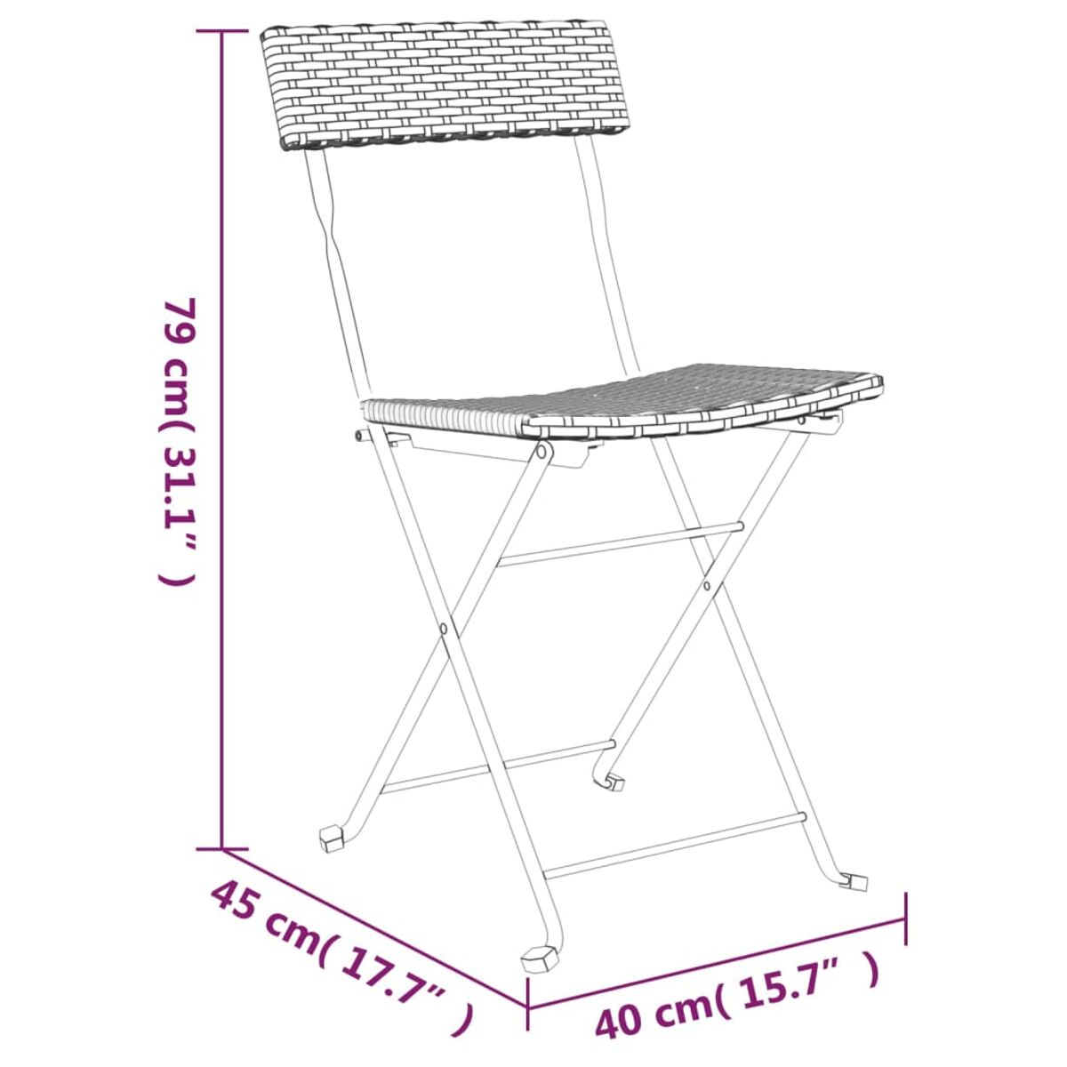 Ein Klappstuhl mit Sitzfläche und Rückenlehne aus Korbgeflecht.