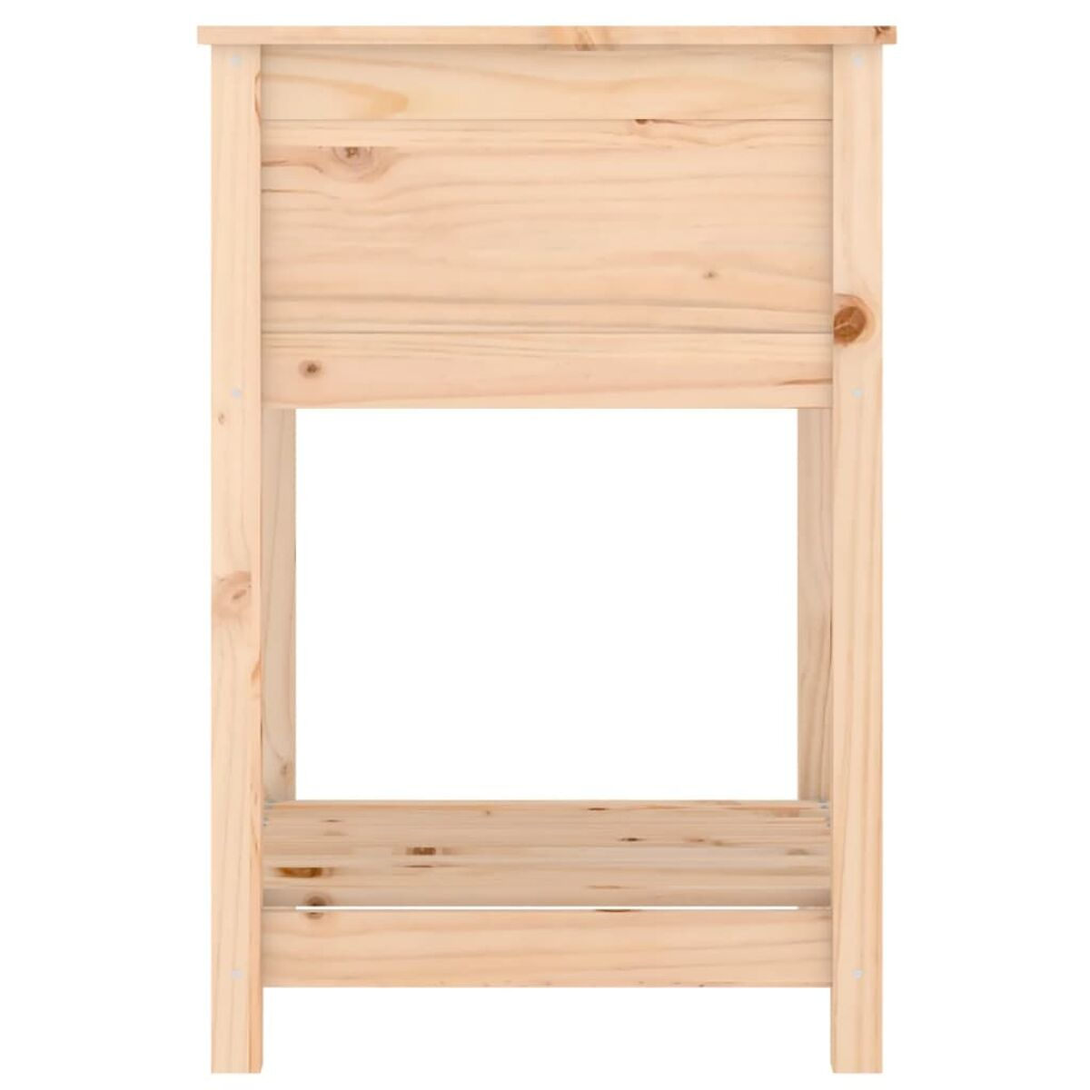 Holzständer, Naturfarbe, mit Ablage und rechteckiger Öffnung.