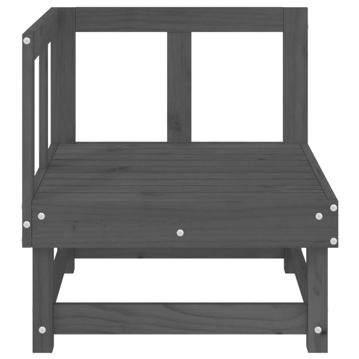 Holzstuhl mit hohem Rücken und horizontalen Rückenleisten. Der Stuhl ist grau.