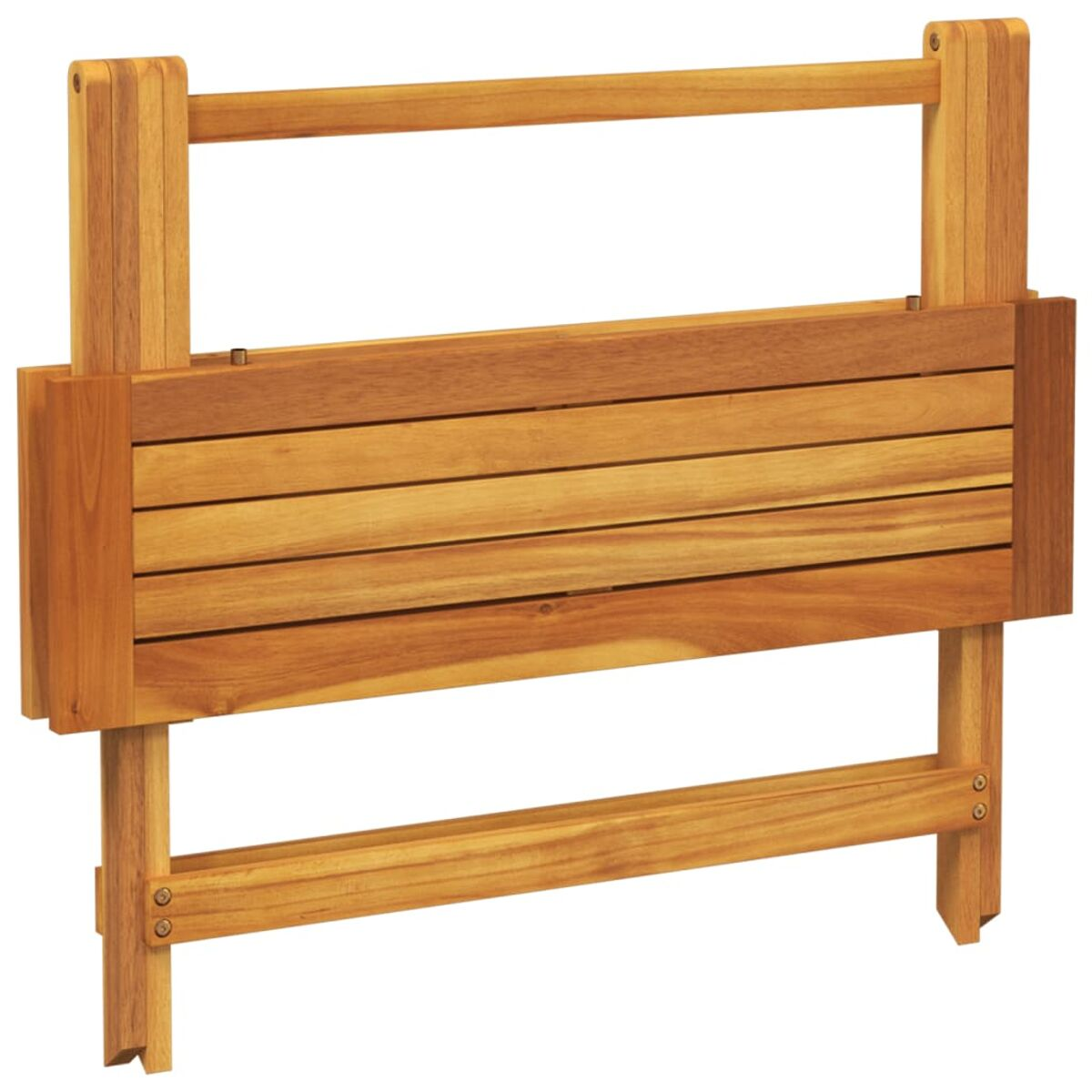Klapptisch aus Holz, braun, mit Lattenrost und klappbarem Gestell.